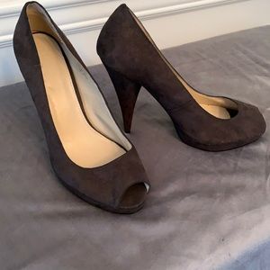 Colin Stuart peep toe platform heel.Charcoal grey.  8